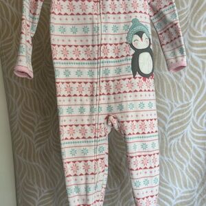 Carter's Pink and Green Penguin Footie